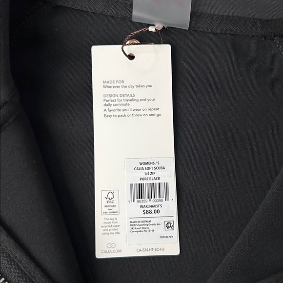 CALIA Women's Soft Scuba 1/4 Zip Pullover Sweatshirt Black Athleisure Top S NEW - Picture 7 of 12